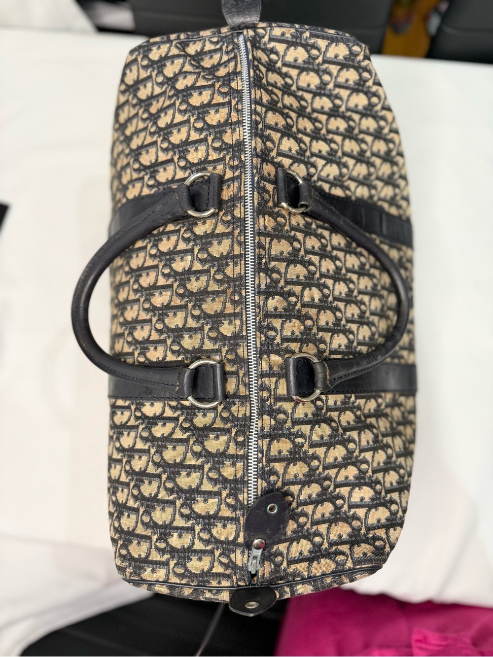 Dior Beige and Navy Trotter Monogram Duffel Bag 45 - Picture 7 of 13